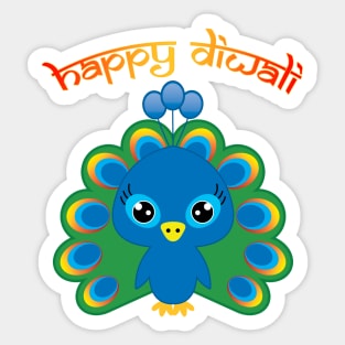 😍 Happy Diwali with cute peacock (girl)😍 Sticker